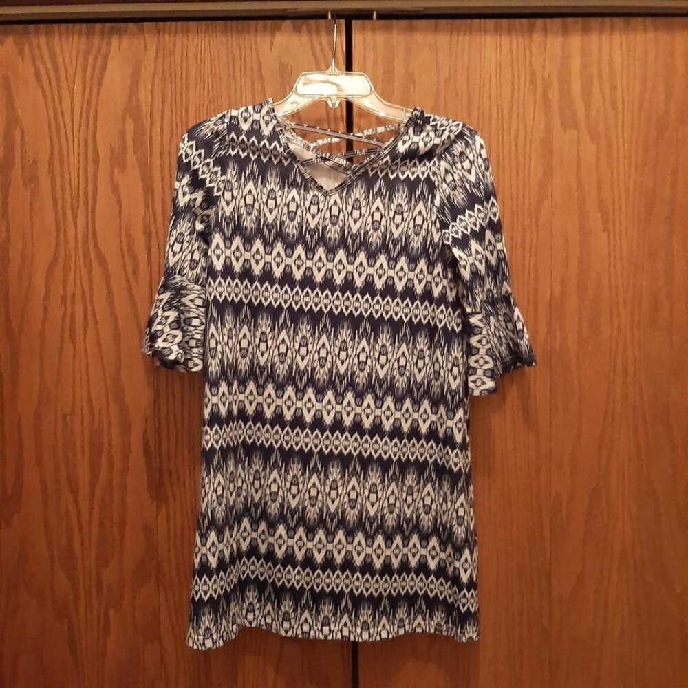 NEW ! Smukke Big Girl Floral Print Dress With Tiered Ruffles Blue/White Size 14